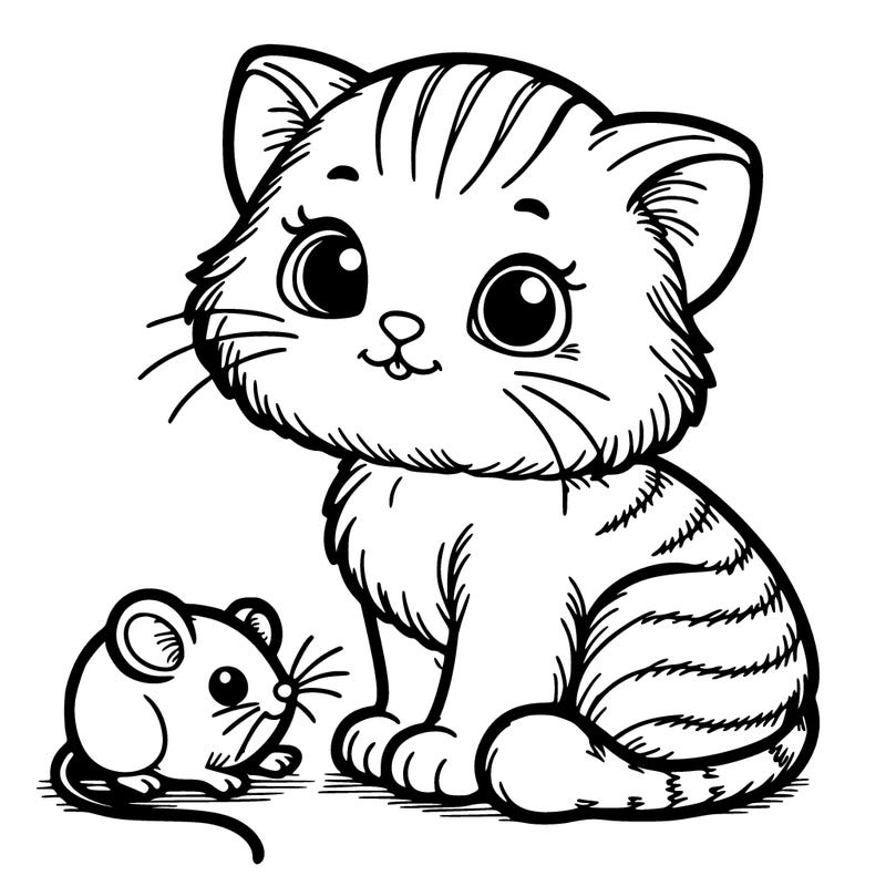 cute kitten with mouse