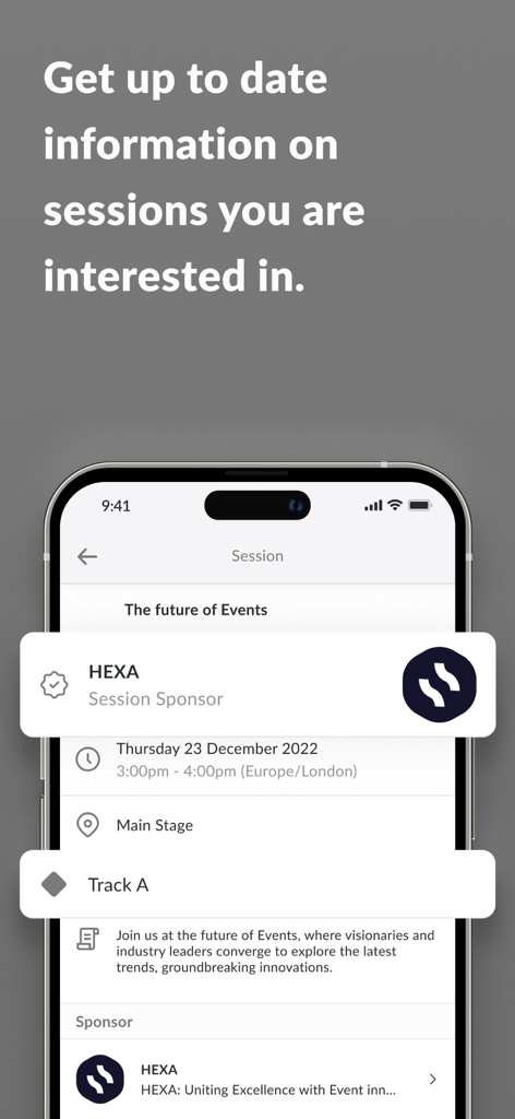 Packaging Plus - Packaging Plus app showing detailed event session information including schedule and location