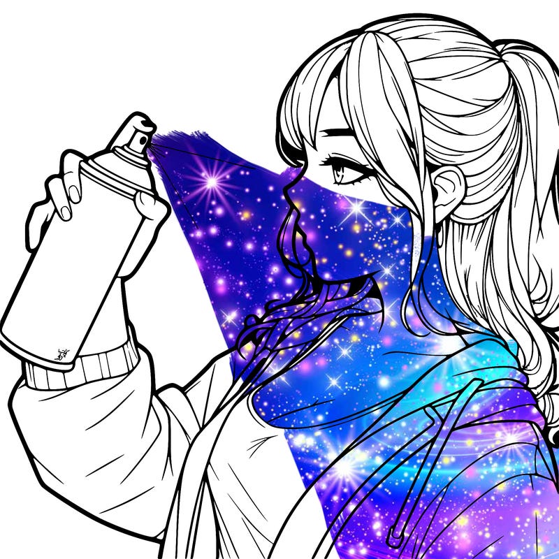 a realistic girl spray, painting