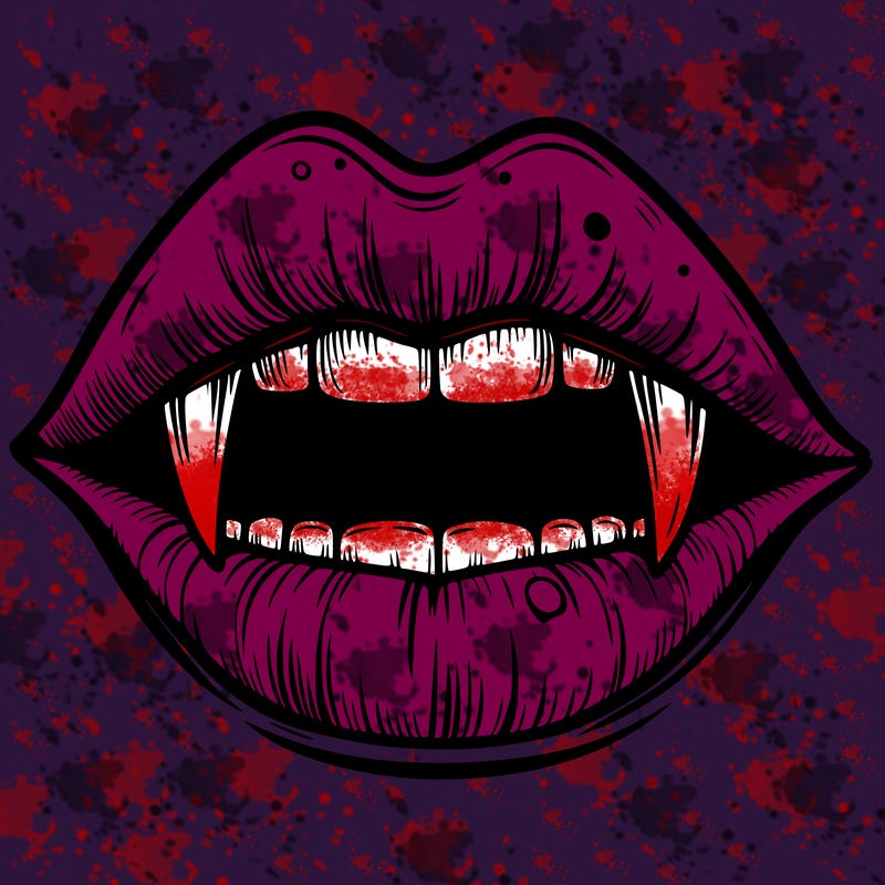 lips with vampire teeth