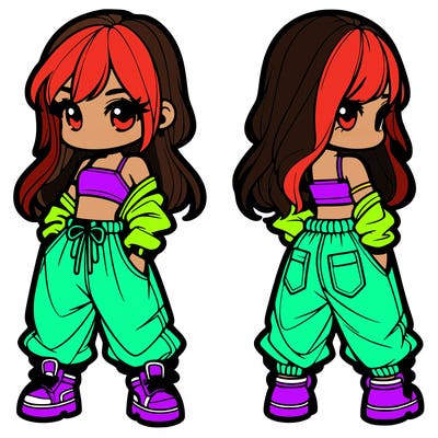 girl in crop top and baggy pants