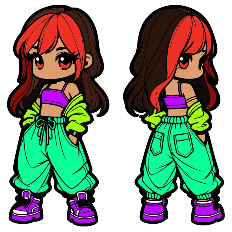 girl in crop top and baggy pants