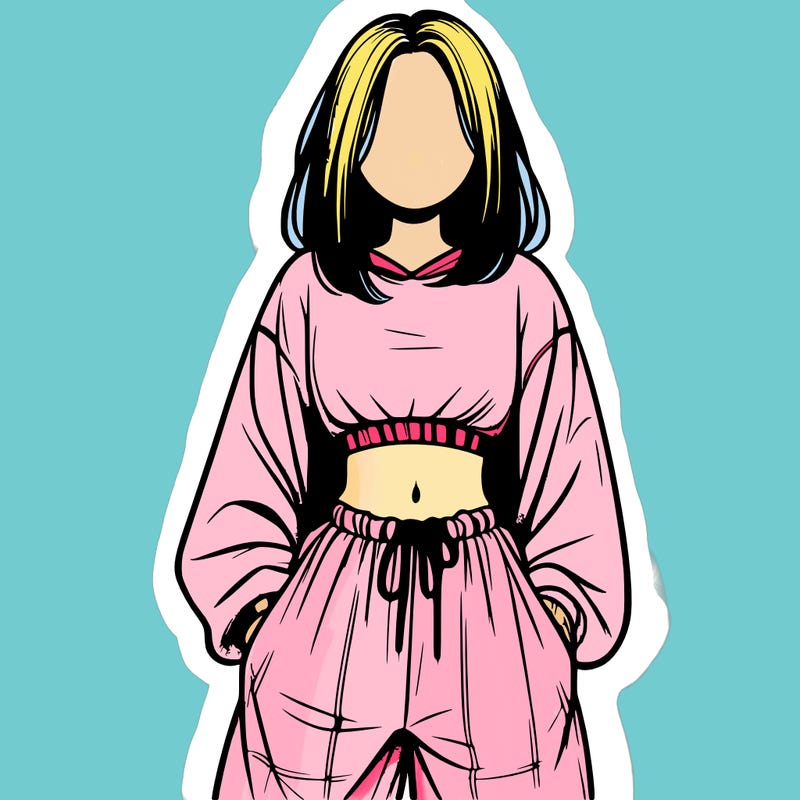 realistic girl faceless with baggy pants and a crop top