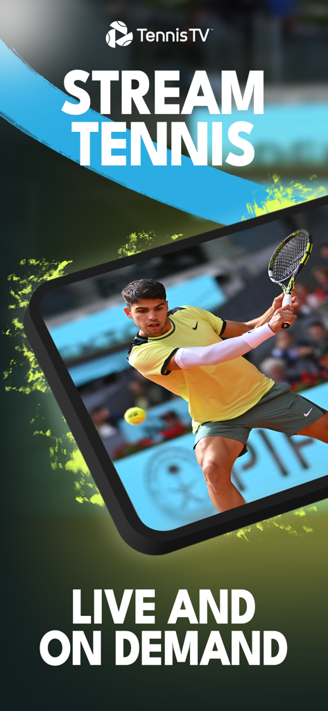 Tennis TV - Live Streaming - Pantalla de la aplicación Tennis TV que muestra partidos ATP en vivo y bajo demanda