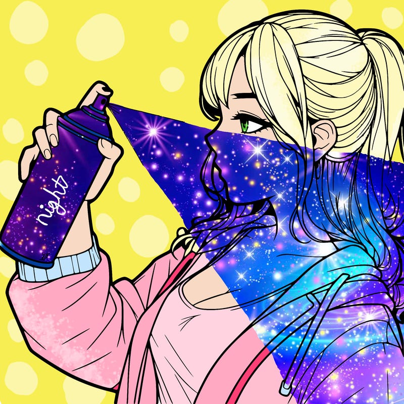 a realistic girl spray, painting