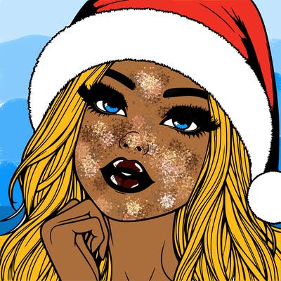realistic christmas girl with lips