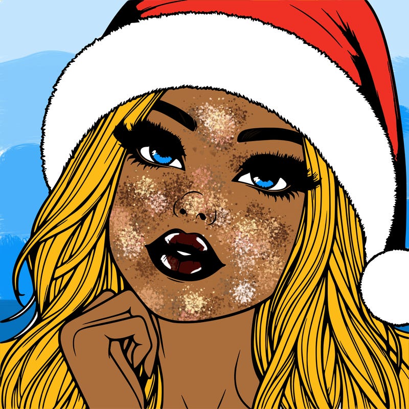 realistic christmas girl with lips