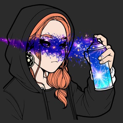 a realistic girl, spray painting