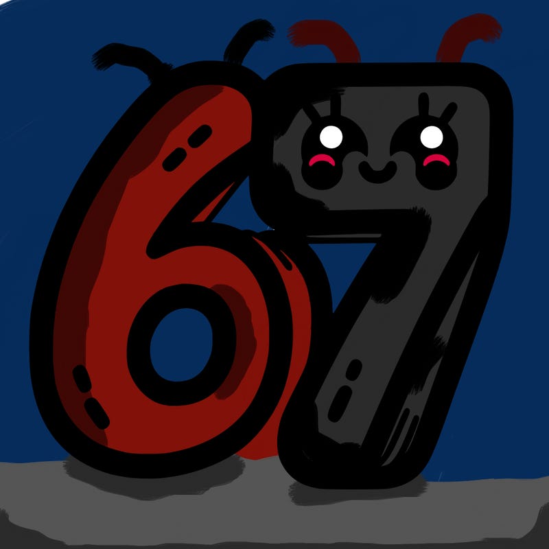 the numbers 67