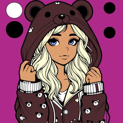 realistic girl in a animal pjs hoodie