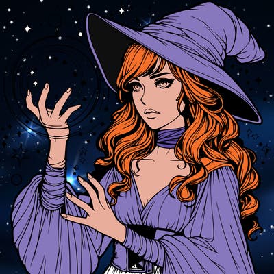 realistic women sorcerer using magic
