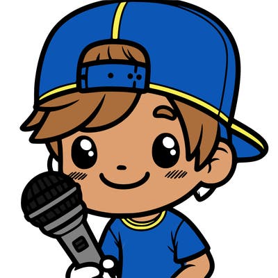 boy with backwards hat with a microphone in his hand