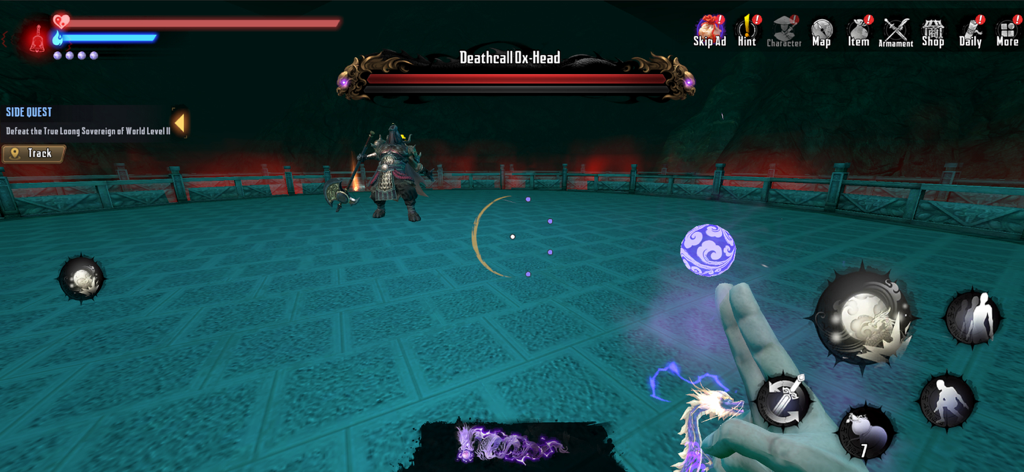 First-person combat against Deathcall Ox-Head boss in Endless Nightmare 6 Reborn
