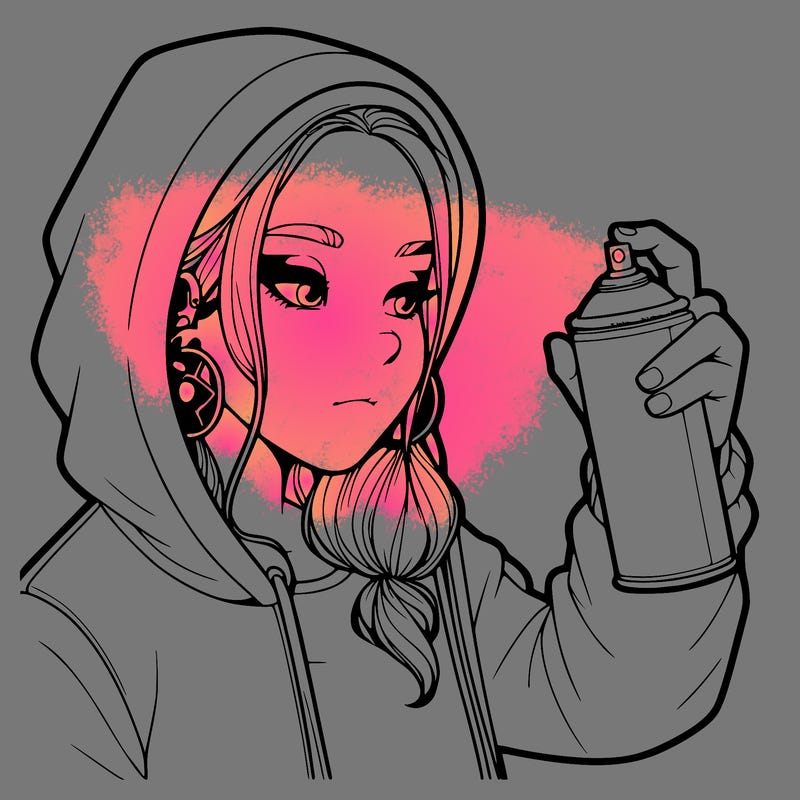 a realistic girl, spray painting