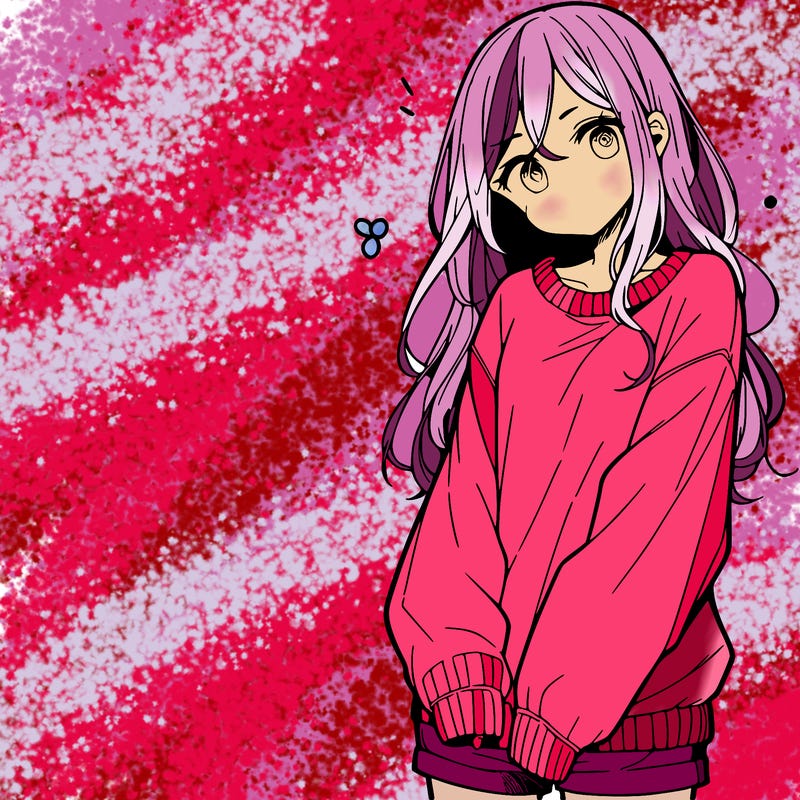 manga teen girl  in a sweater and baggy pants