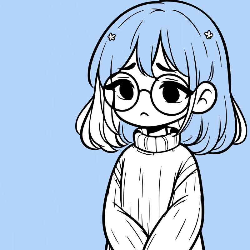 sad girl with glasses in a sweater
