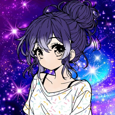 a beautiful anime girl with a messy bun