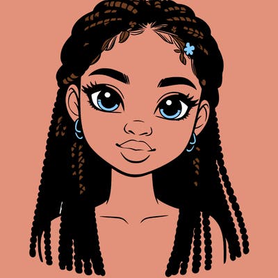 a realistic black girl with braids