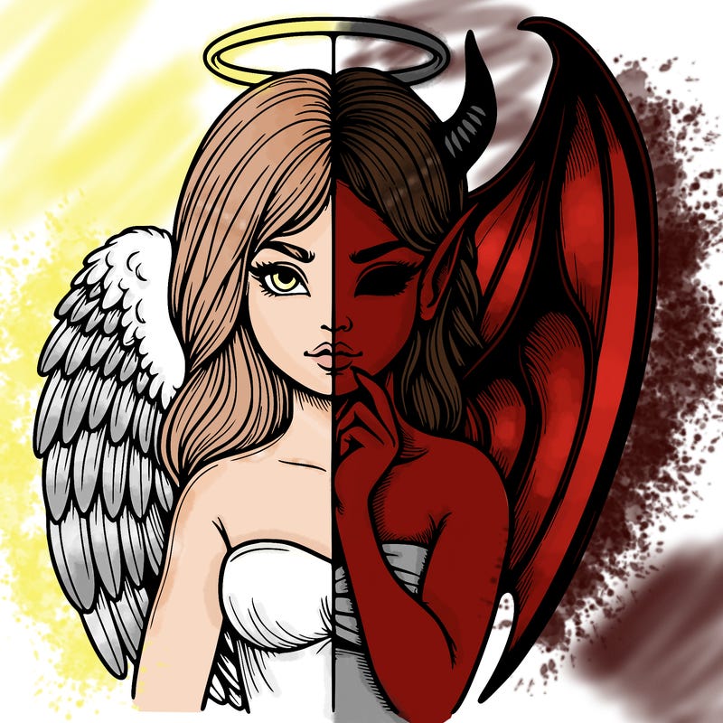 realistic angel half demon