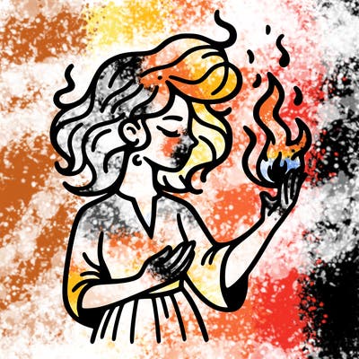 woman with fire