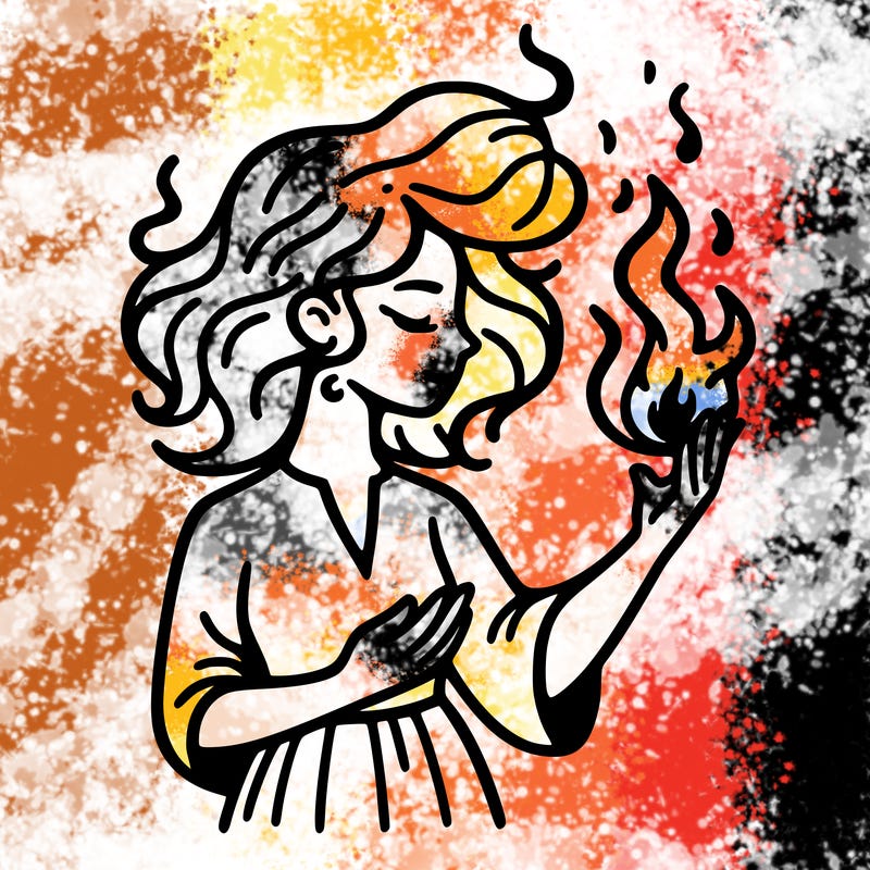 woman with fire