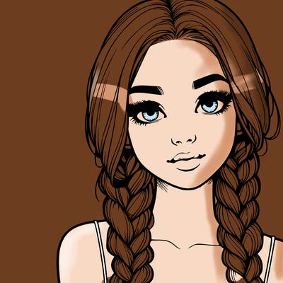 realistic girl with braids