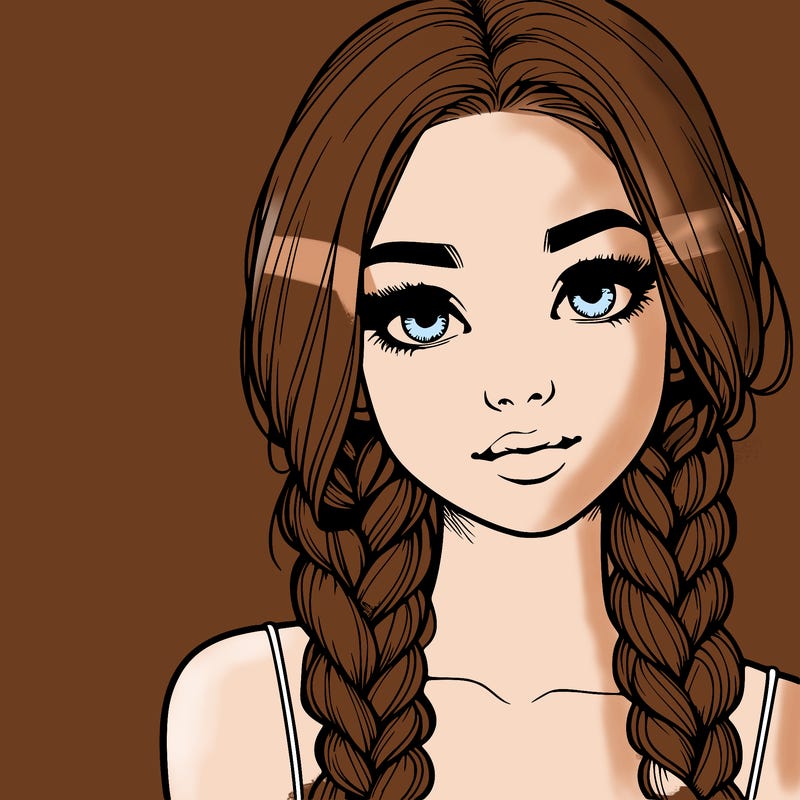realistic girl with braids