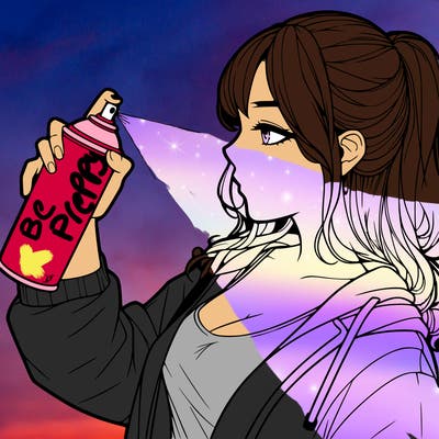 a realistic girl spray, painting