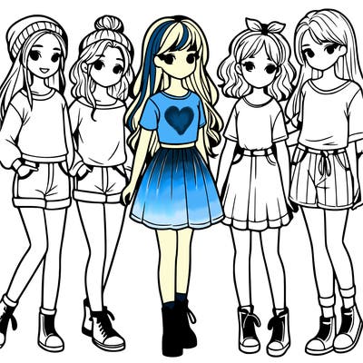 a group of five girls