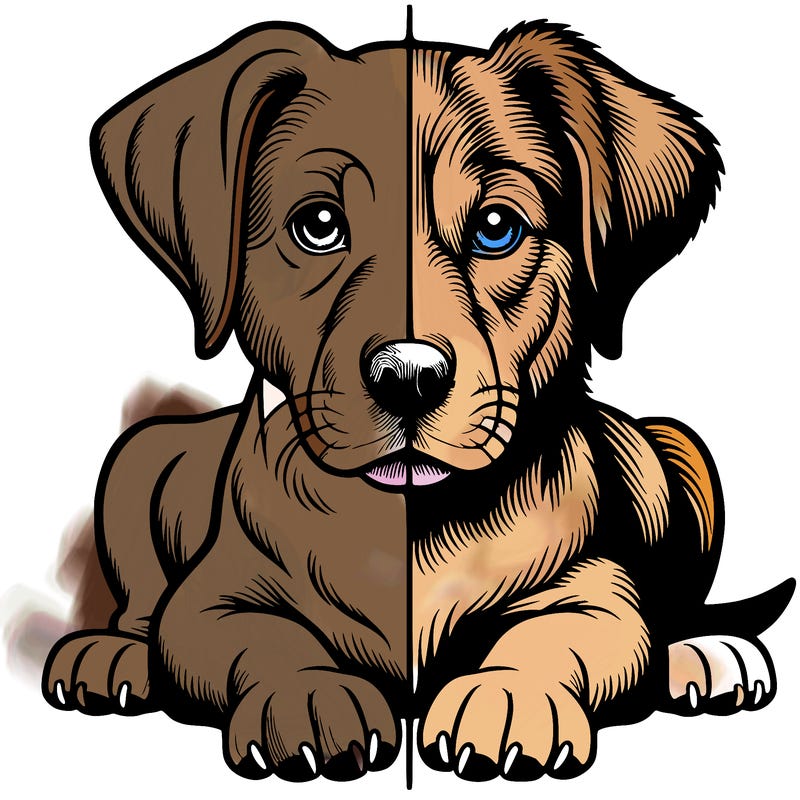 realistic dog split picture