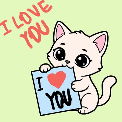 a small cat with a blank sheet of paper in its hand. the cat is sooooooo cute!