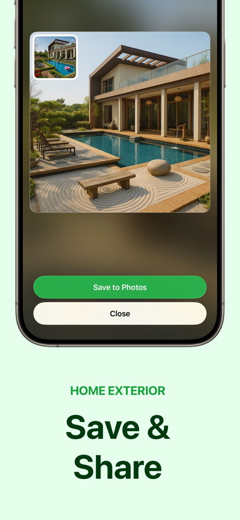 Modern backyard with pool and Zen garden design in Gardenly app