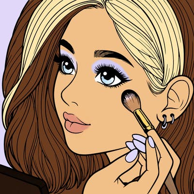 a realistic girl doing her makeup