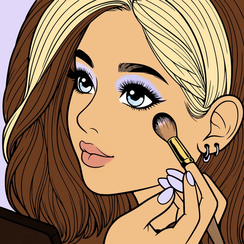 a realistic girl doing her makeup