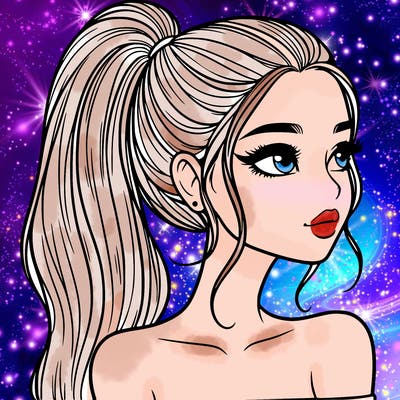 a beautiful and realistic girl with a high pony tail