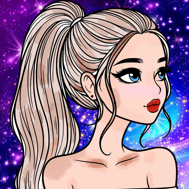 a beautiful and realistic girl with a high pony tail