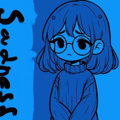 sad girl with glasses in a sweater