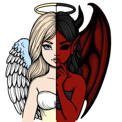 realistic angel half demon