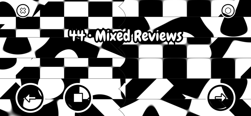 Poetica - Art in Motion - Un nivel de rompecabezas abstracto en blanco y negro llamado Reseñas Mixtas en la aplicación Poetica.