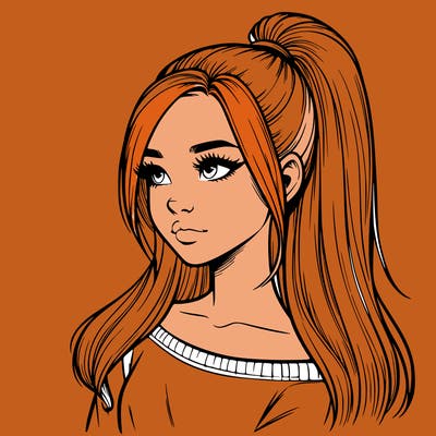 realistic girl with a high ponytail