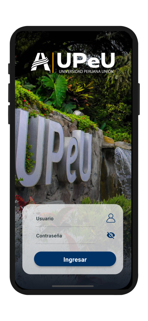 UPeU Lamb - Login screen of the UPeU Lamb student portal app for Universidad Peruana Union