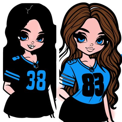 girl model wearing a detroit lions jersey