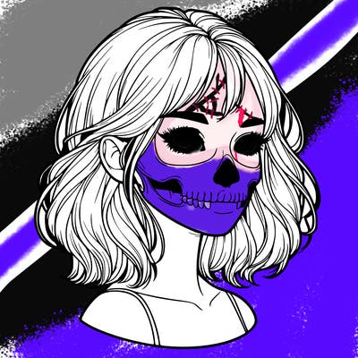 realistic girl with skull