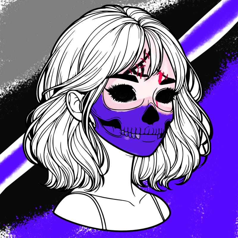realistic girl with skull