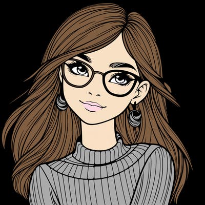 realistic girl with glasses