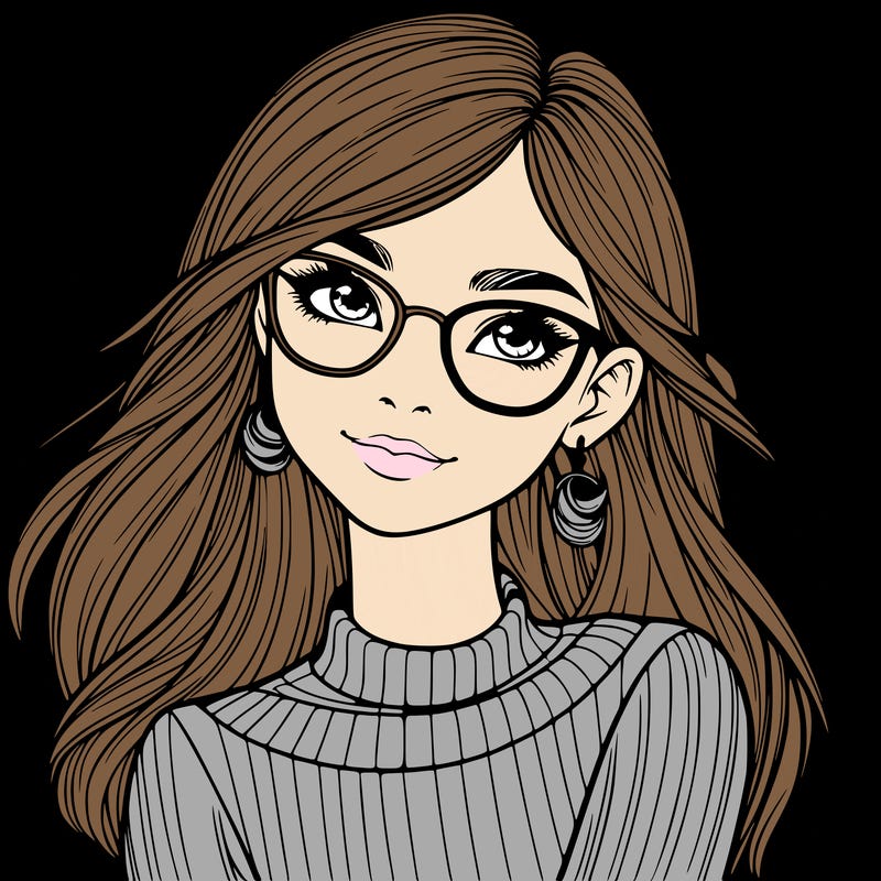 realistic girl with glasses