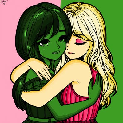 realistic girls hugging