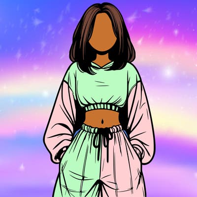 realistic girl faceless with baggy pants and a crop top