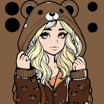 realistic girl in a animal pjs hoodie