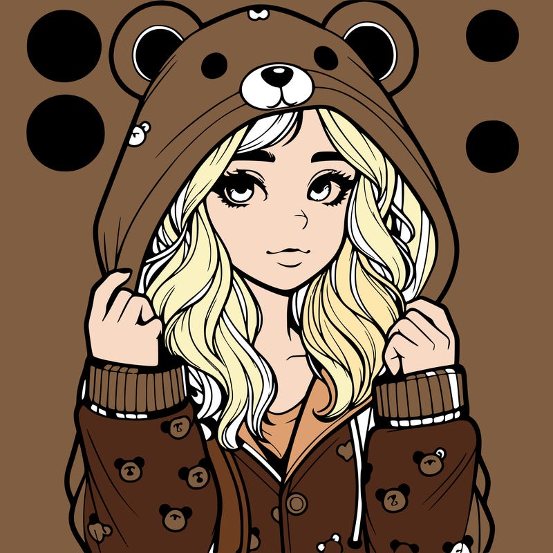 realistic girl in a animal pjs hoodie